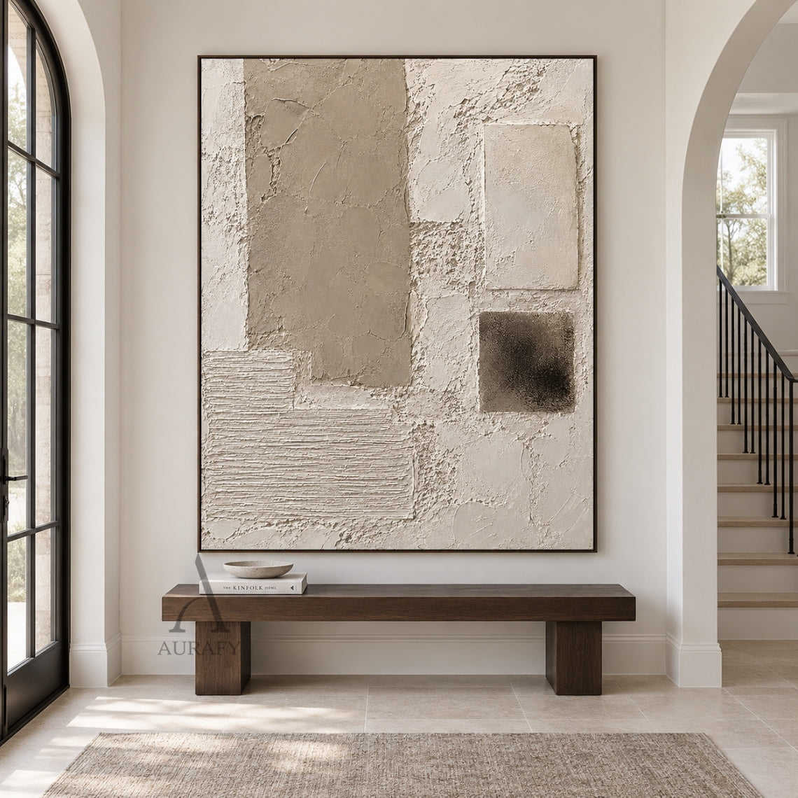 Surface Study, Beige Stucco and Ridged Plaster Abstract AURA865