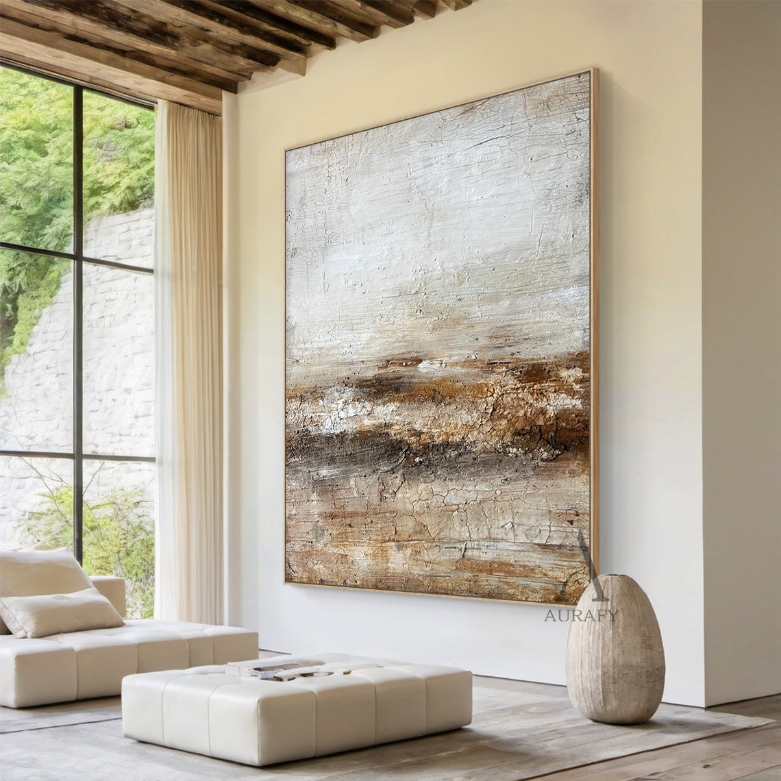 Wabi Sabi Style Beige Brown Living Room Decor Piece AURA249