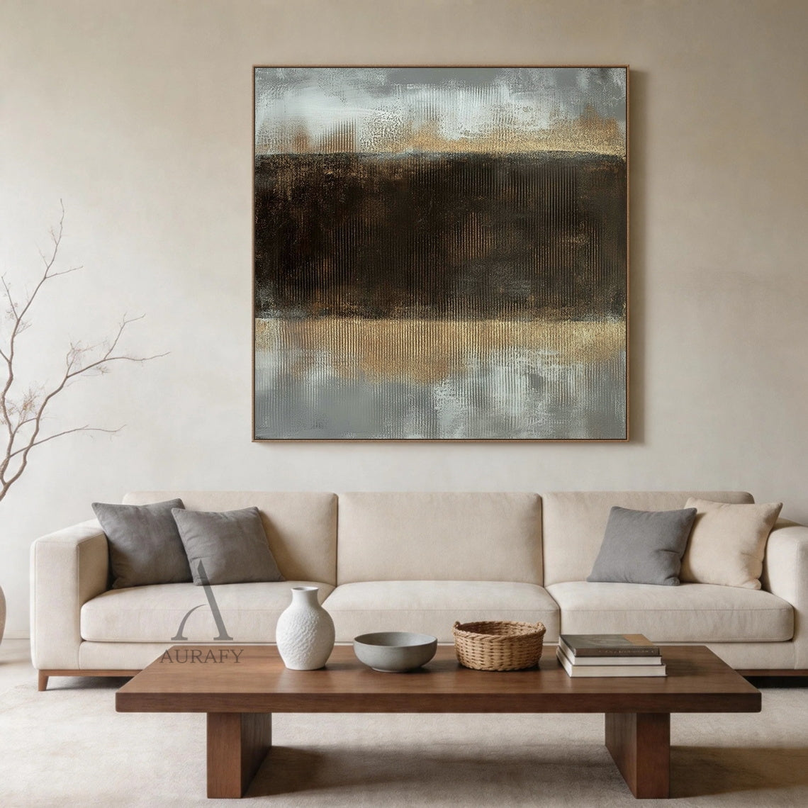 General Abstract Black Gray Wall Art for Modern Home Decor AURA409