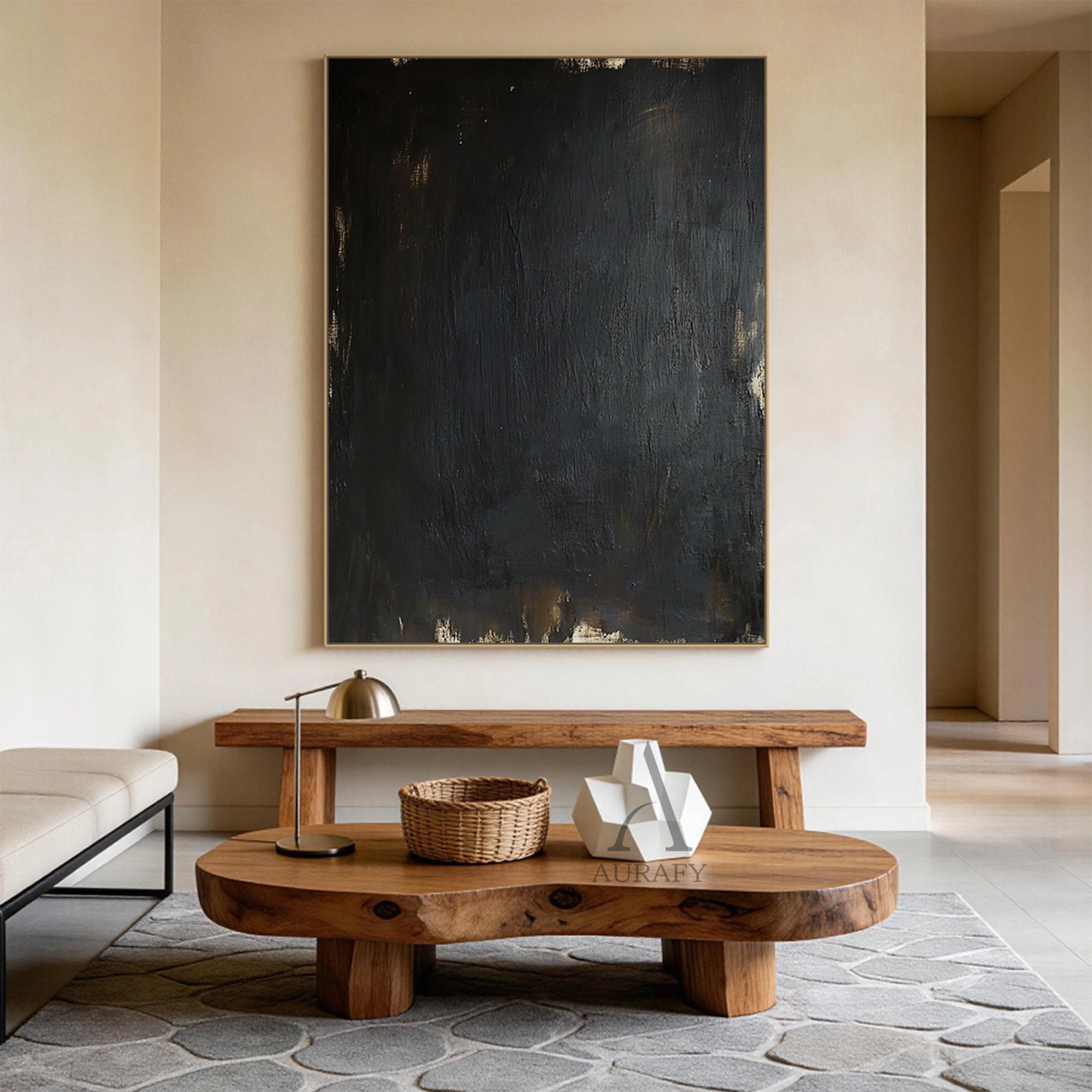 Modern Black Abstract Wall Art for Living Room Home Decor AURA357