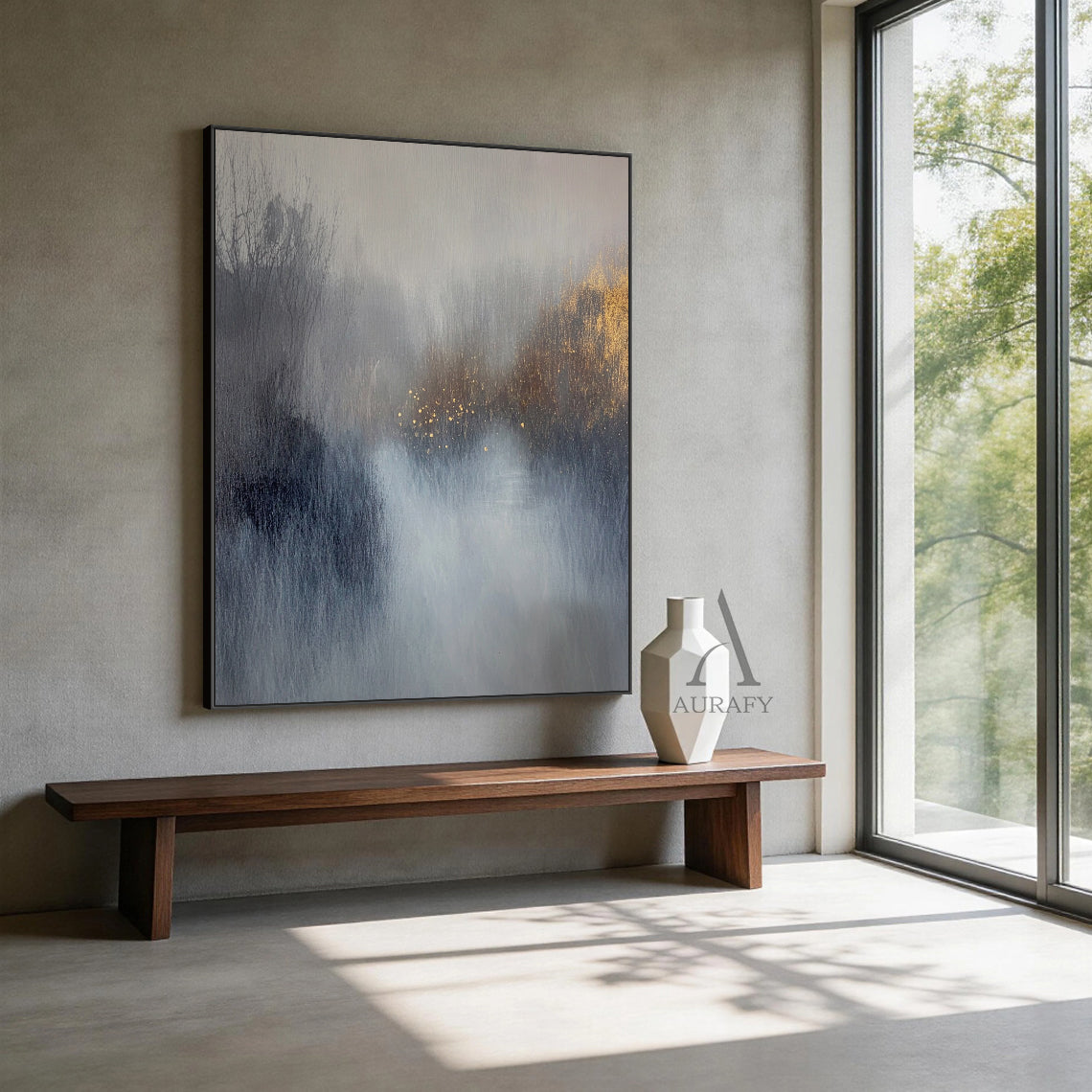 General Abstract Gray Blue Wall Art for Home Decor AURA398