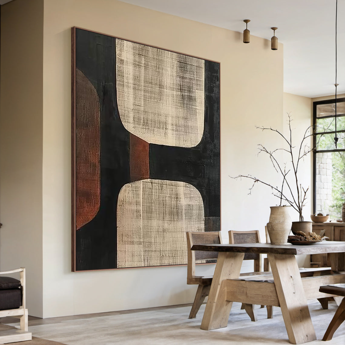Geometric Earth Tone Abstract Wall Art – AURA056(Vertical)