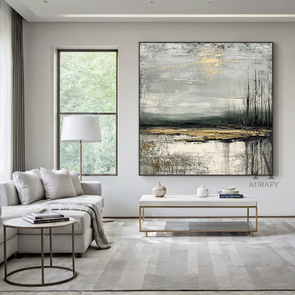 Wabi Sabi Gray White Minimalist Home Decor Piece AURA256