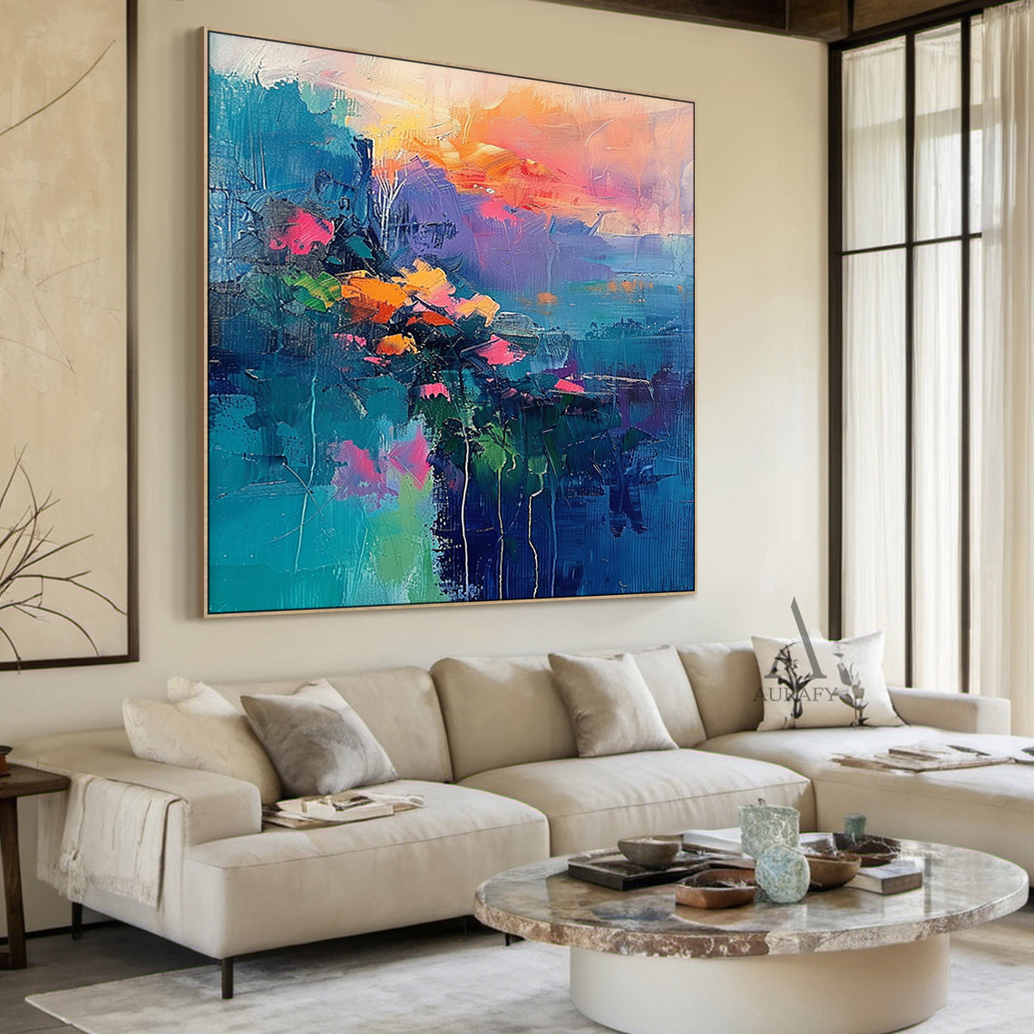 Abstract Floral Art Impasto Thick Brushstrokes Tactile Surface Colorful Vibrant Expressionist Painting AURA420