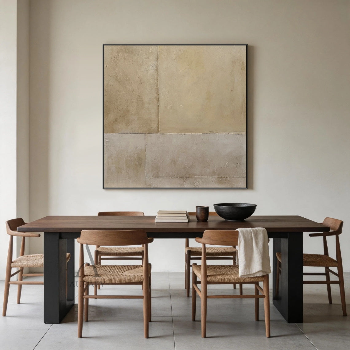 Beige Abstract Plaster Textured Wabi-Sabi Japandi Minimalist Tactile Canvas Neutral Modern Organic Wall Decor AURA733