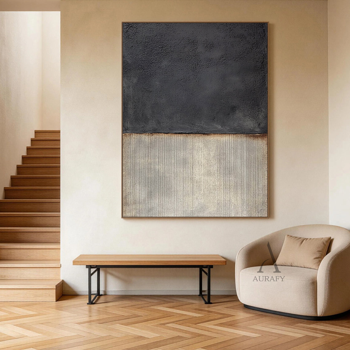 General Abstract Black Beige Wall Art Living Room Home Decor AURA364