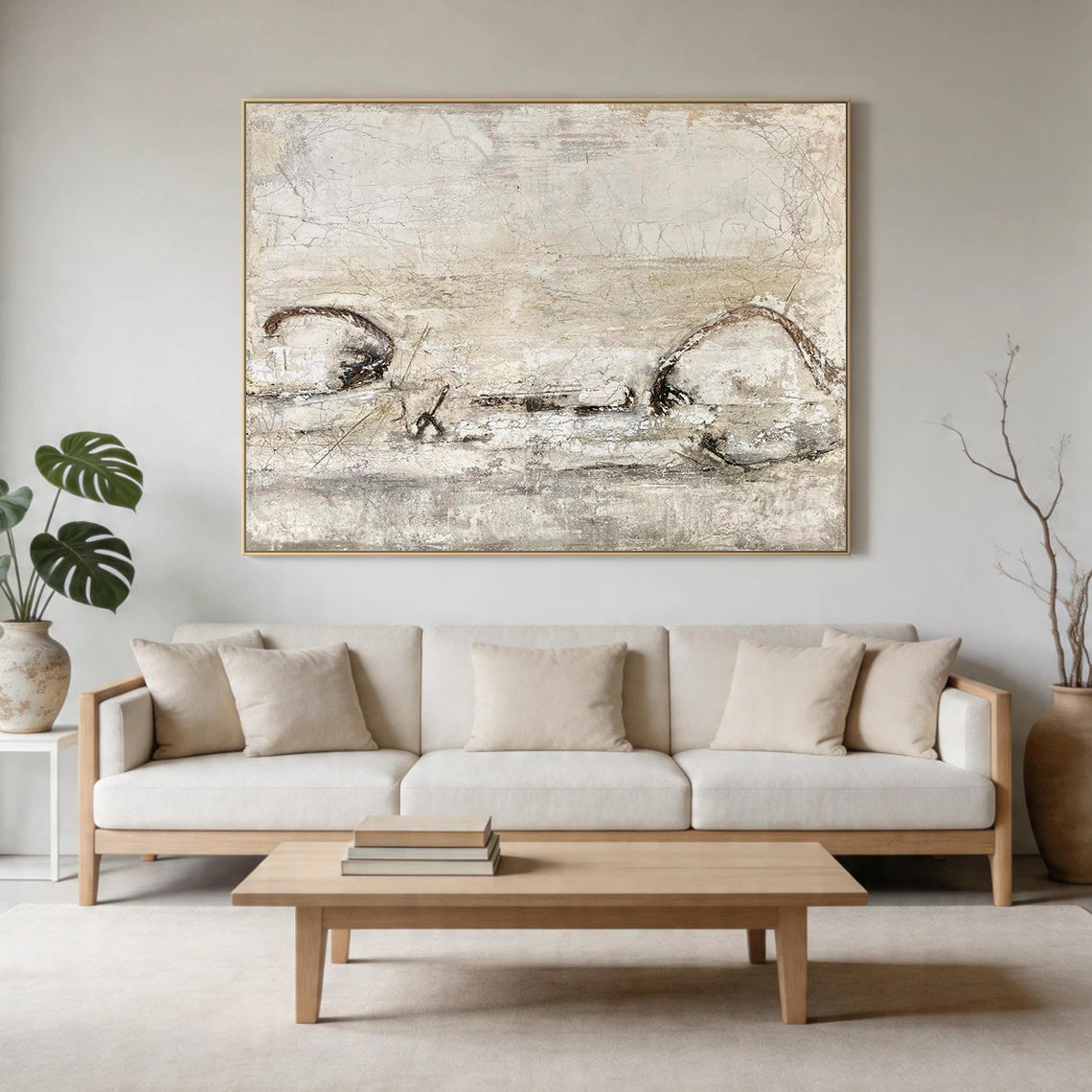 WABI SABI Beige Minimalist Decorative Vase for Living Room AURA413