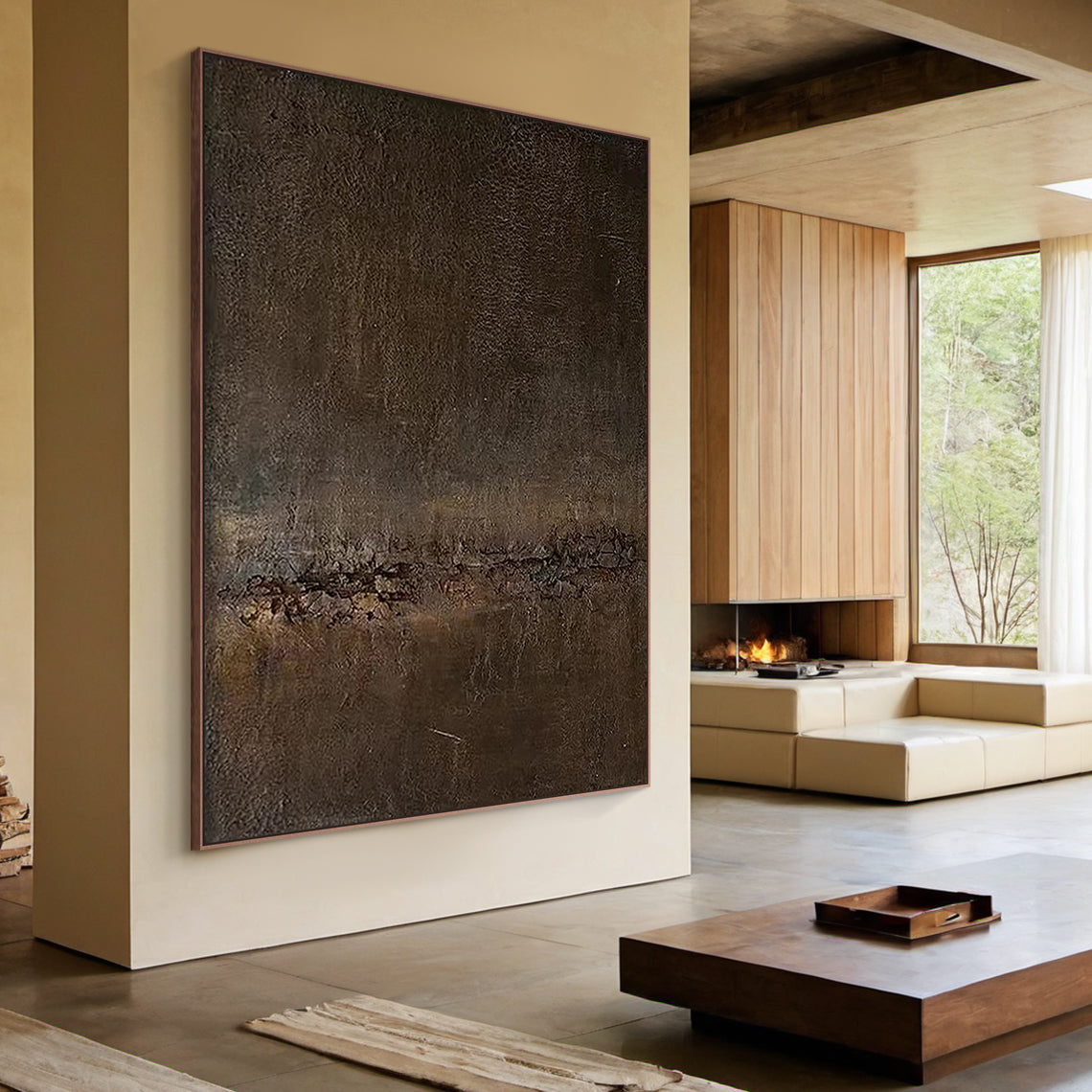 Terra Meridian Painting – Burnished Bronze & Espresso Umber – AURA014(Horizontal)