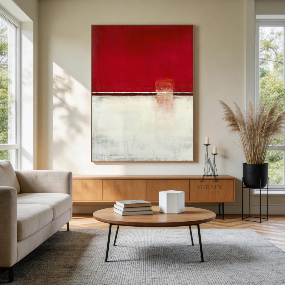General Abstract Beige Red Wall Art for Modern Home Decor AURA347