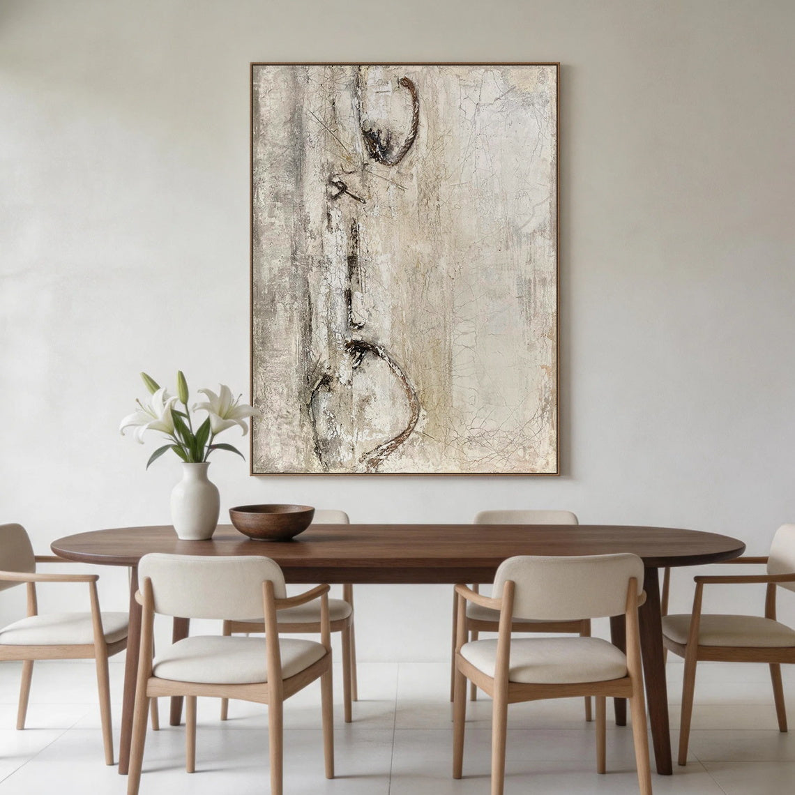 WABI SABI Beige Minimalist Decorative Vase for Living Room AURA413
