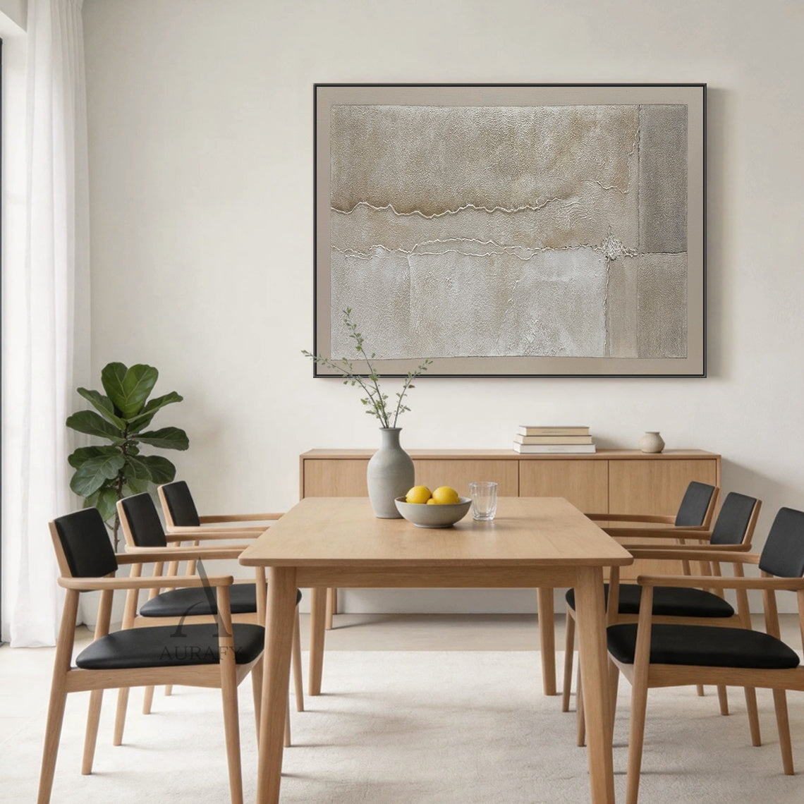 Wabi-Sabi Beige Plaster Textured Abstract Wall Art Japandi Minimalist Luxe High-Relief Tactile Canvas Painting AURA735