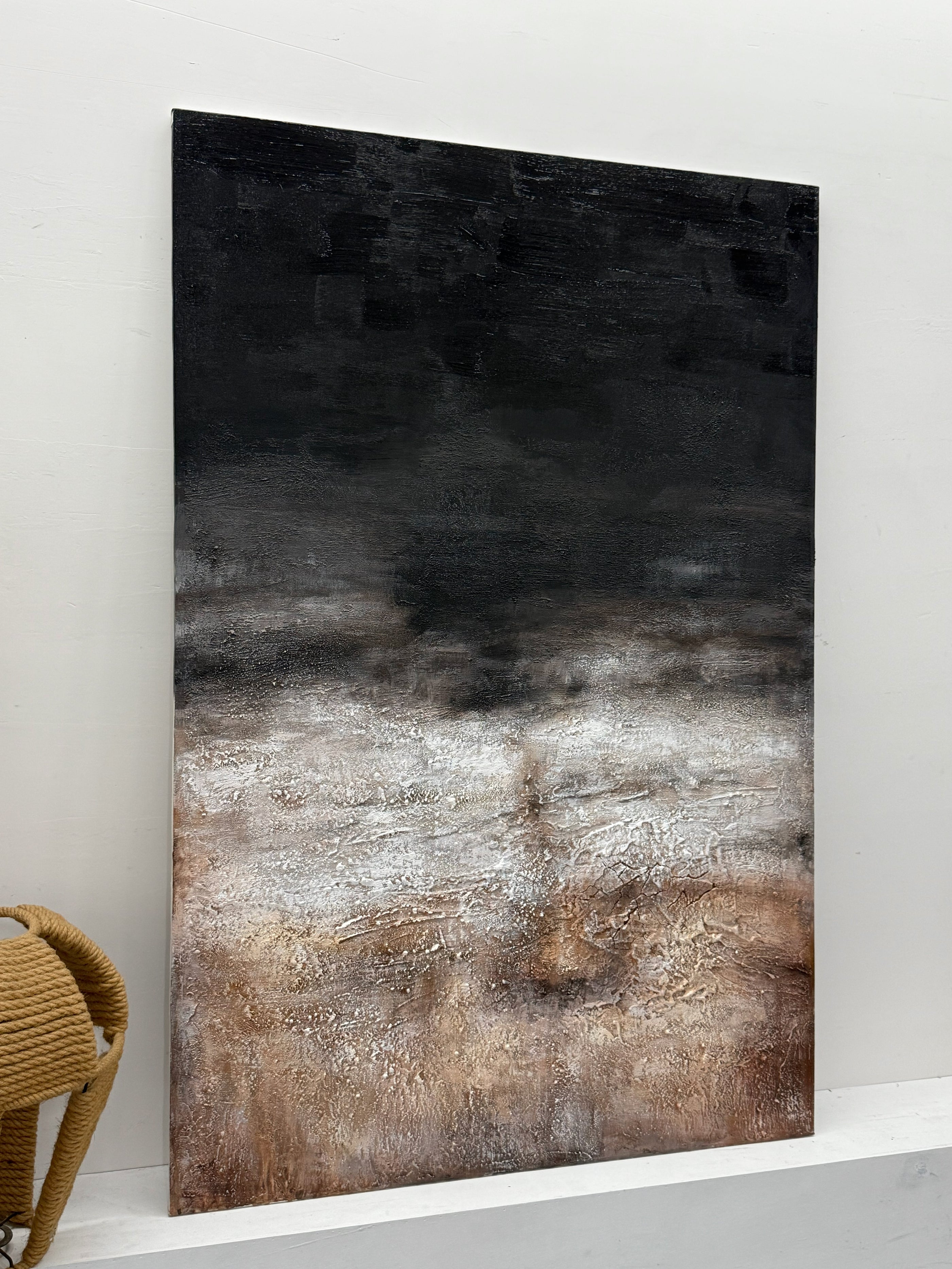 Abstract Black Brown Textured Wall Art for Modern Living Room-AURA182