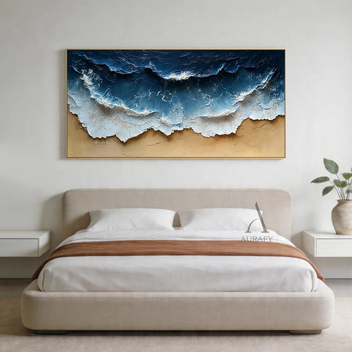 Modern Blue Yellow 3D Textured Painting Home Wall Art Decor AURA397