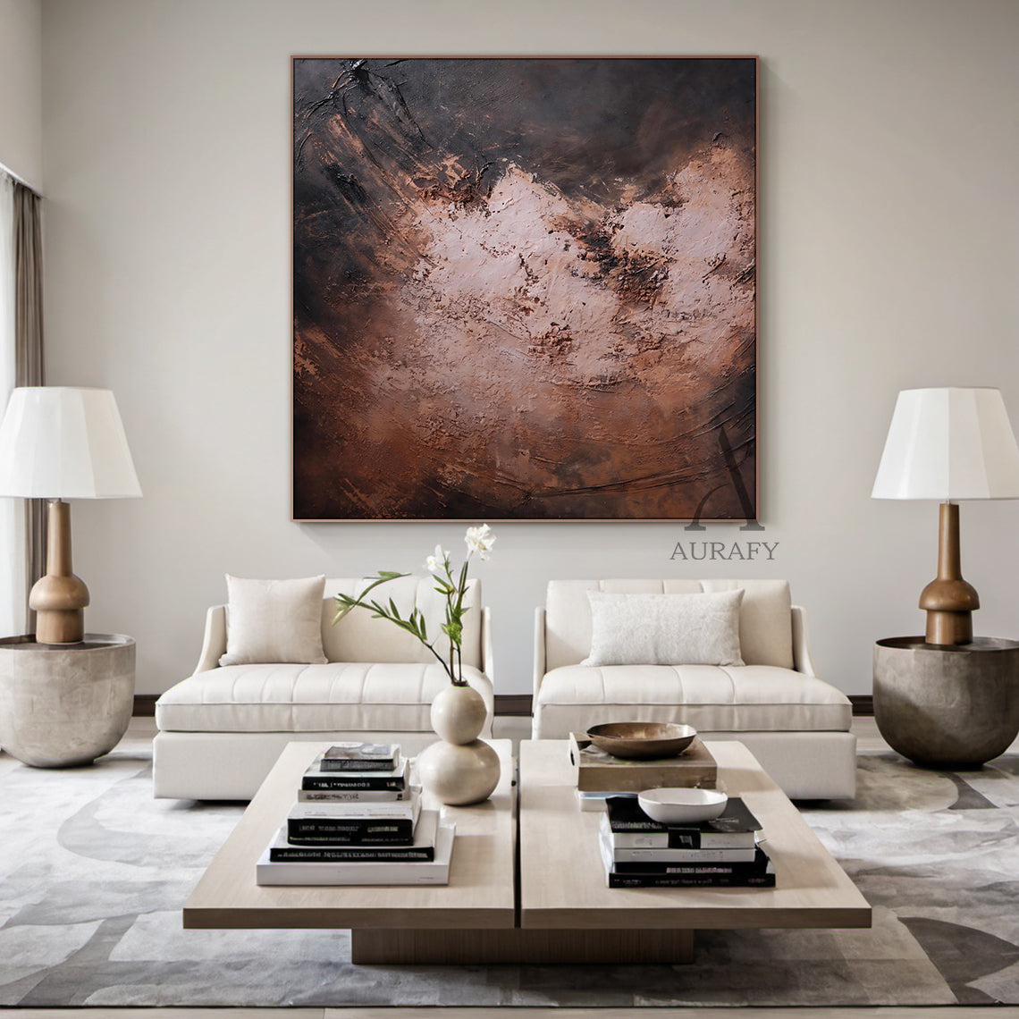 General Abstract Red Brown Wall Art Modern Home Decor Print AURA248