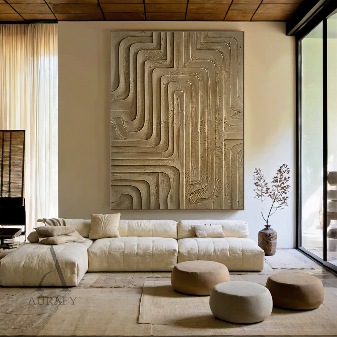 Minimalist Brown Wall Art Modern Home Living Room Decor AURA299