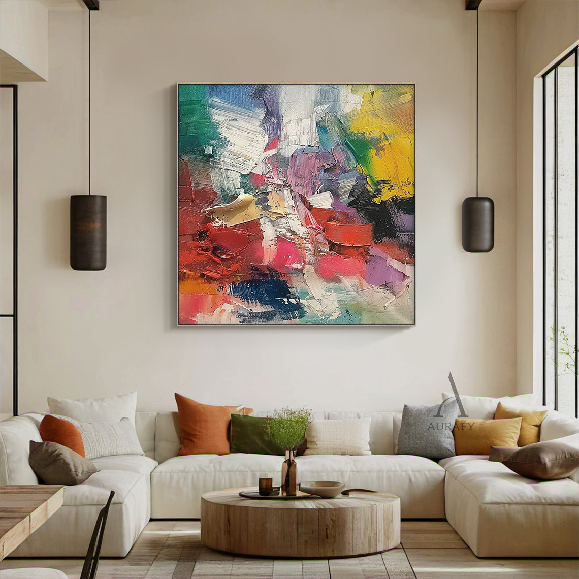 3D Textured Abstract Painting Impasto Knife Strokes Vibrant Colorful Tactile Wall Art AURA423