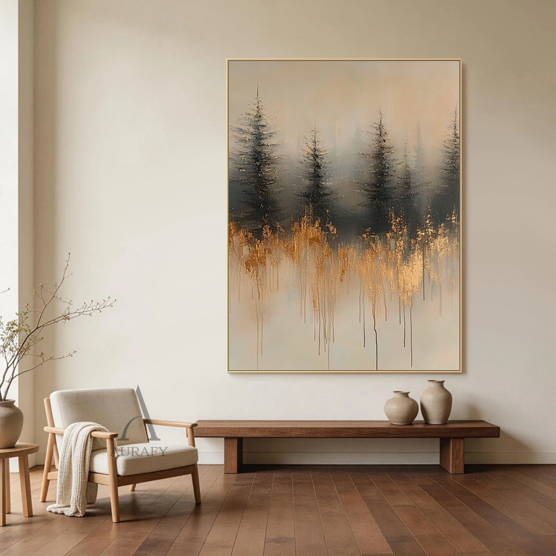 General Abstract Beige Wabi-Sabi Vintage Art with Cracked Distressed Plaster-like Tactile Texture AURA426