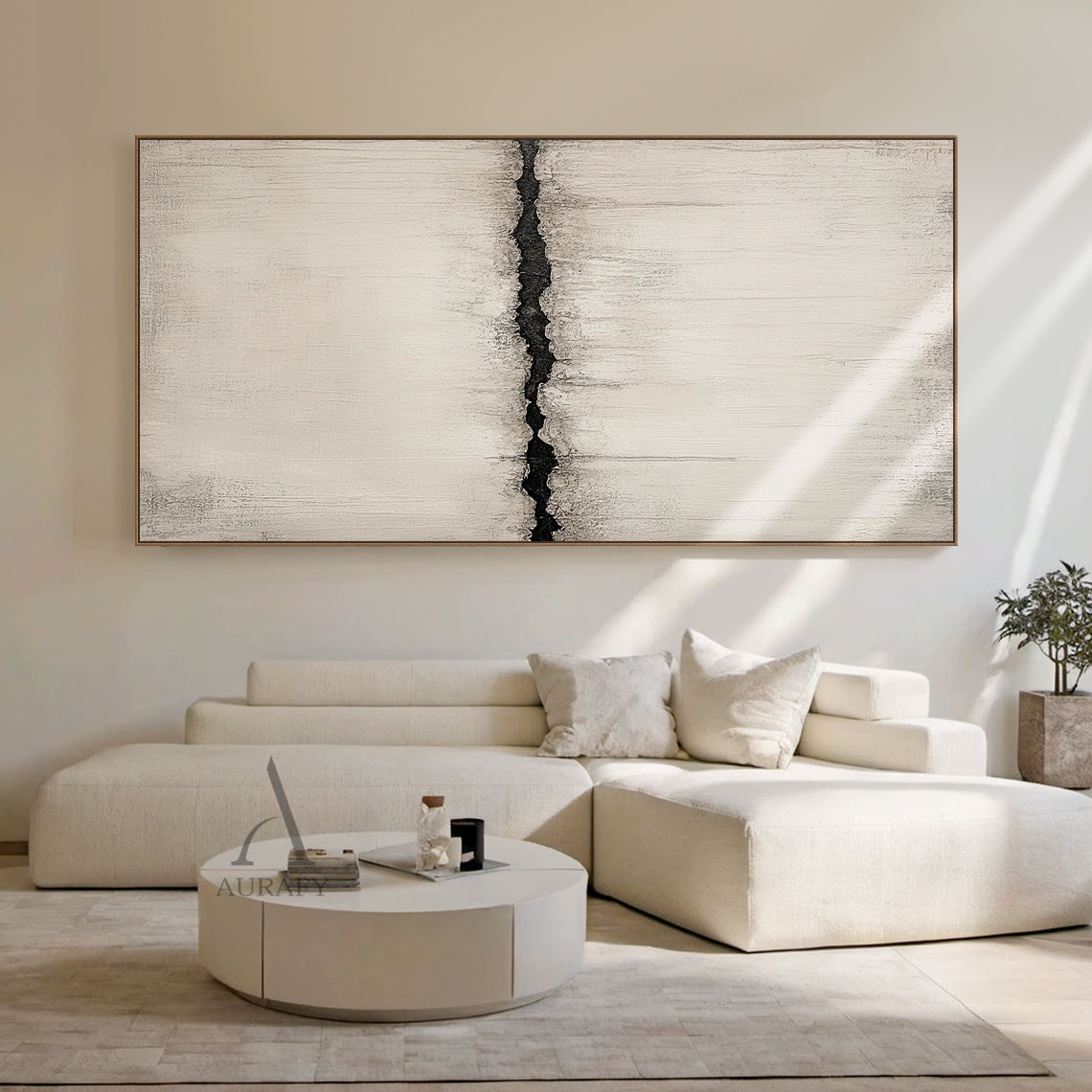 Wabi Sabi Beige Abstract Plaster Textured High Relief Japandi Tactile Knife Stroke Wall Art Canvas AURA721