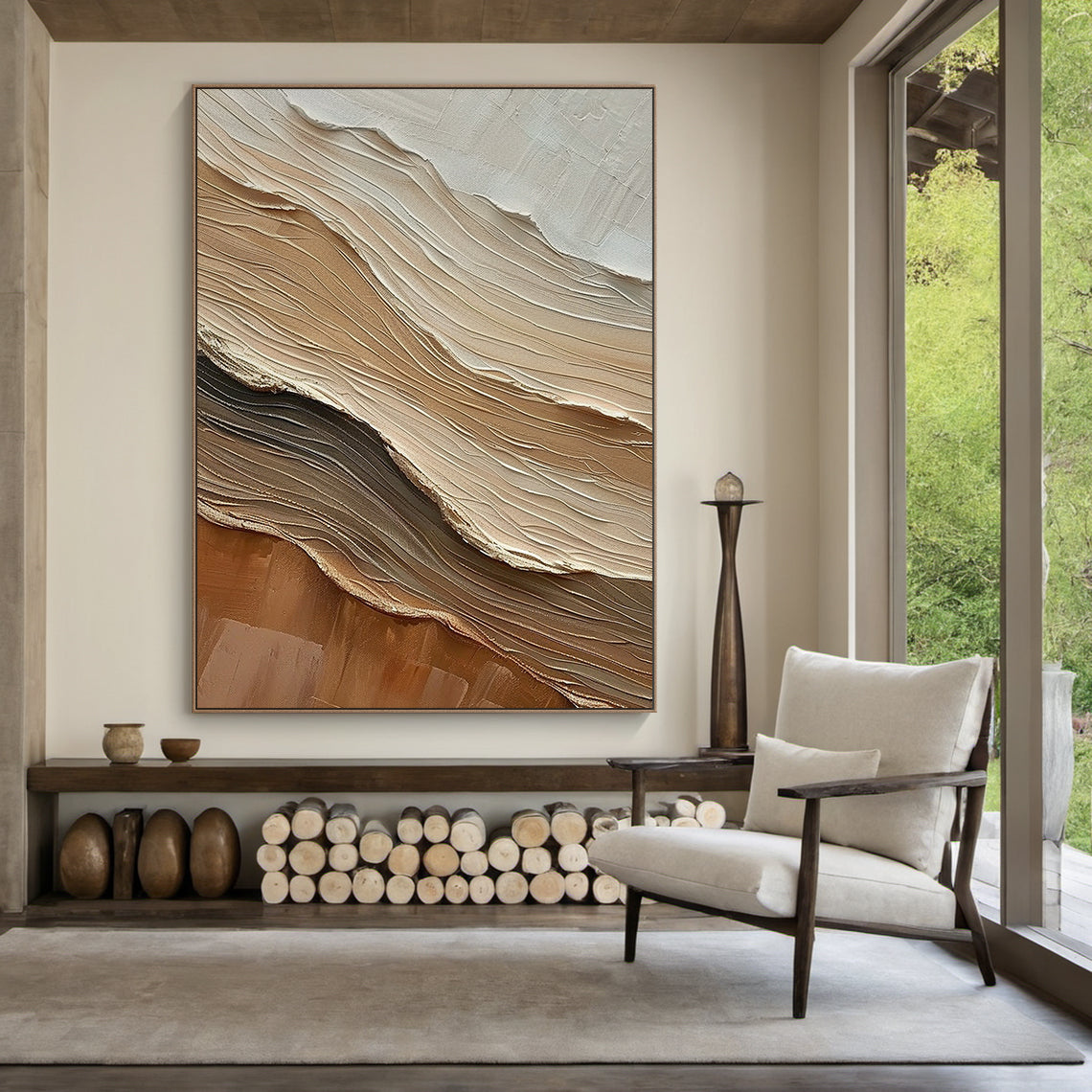 Drifted Ridge-Brown Wave Texture Field-AURA156