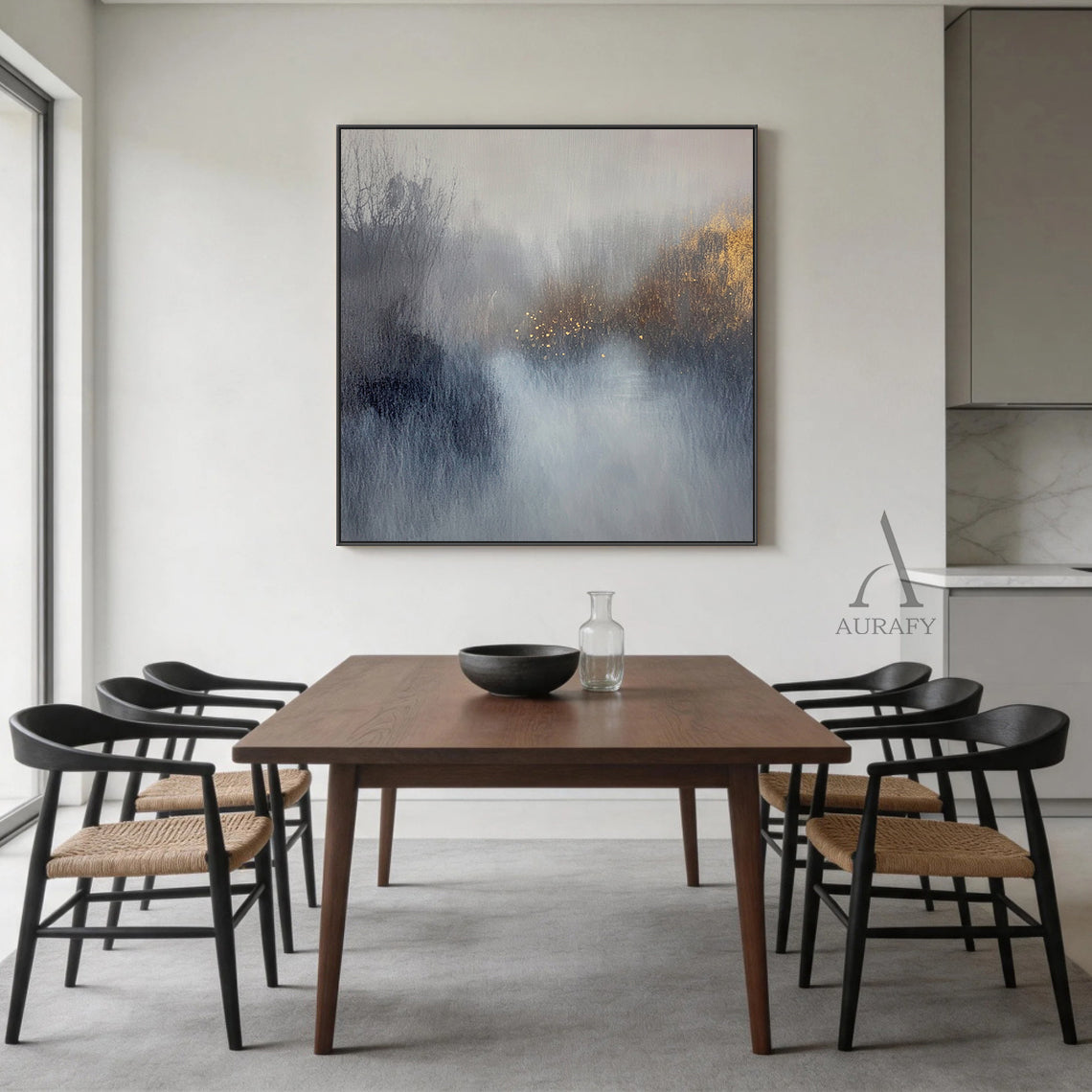 General Abstract Gray Blue Wall Art for Home Decor AURA398