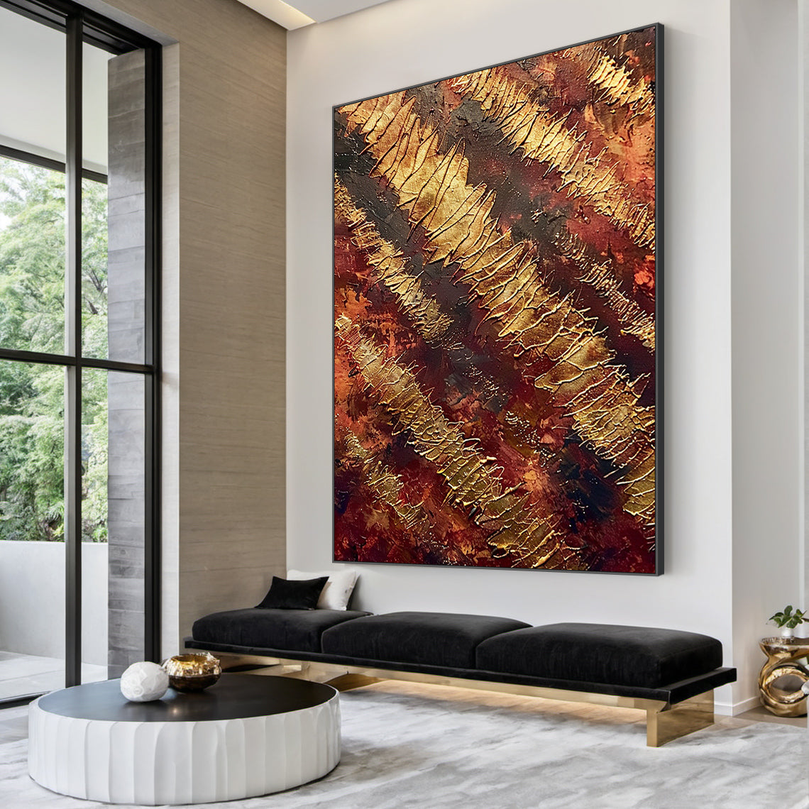 Red 3D Textured Wall Painting for Living Room Bedroom Decor AURA233