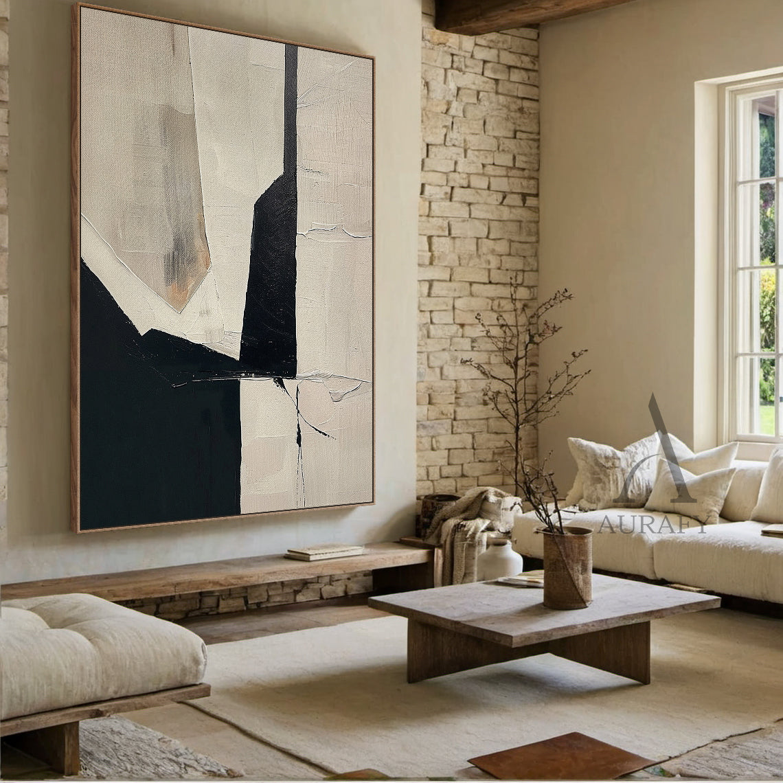 Beige and Black General Abstract Wall Art for Home Decor AURA296