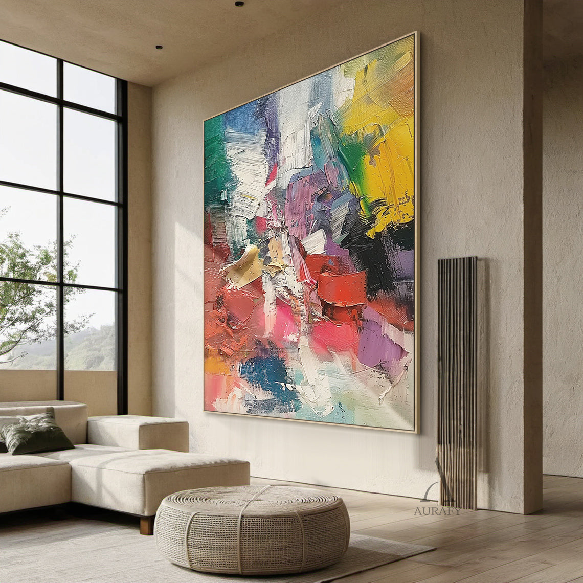 3D Textured Abstract Painting Impasto Knife Strokes Vibrant Colorful Tactile Wall Art AURA423