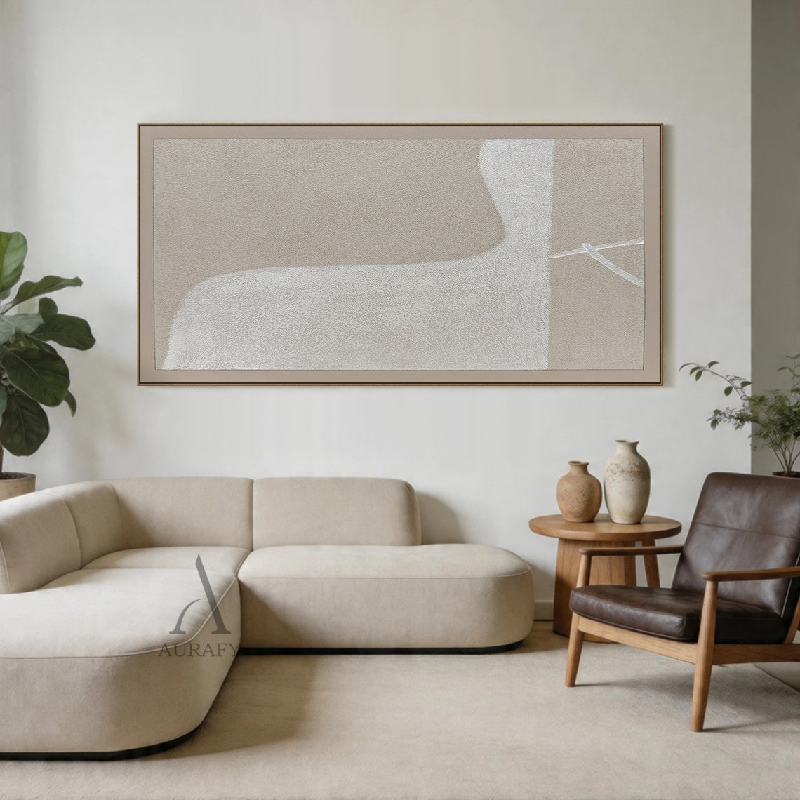 Beige Abstract Plaster Textured Wabi-Sabi Japandi Tactile Canvas Painting Minimalist Luxe Neutral Home Decor AURA738