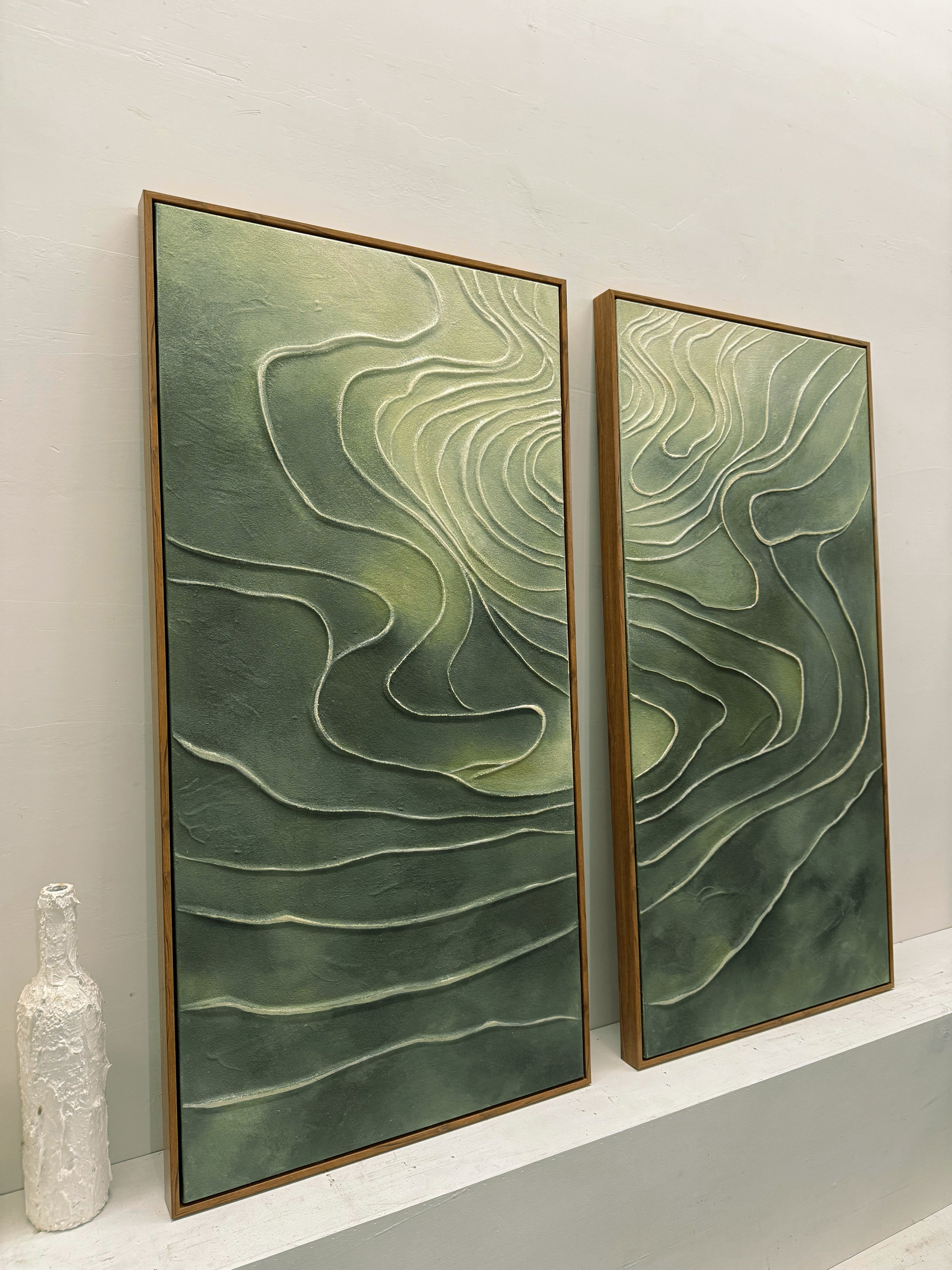 Green 3D Textured Abstract Painting Modern Living Room Wall Decor AURA173