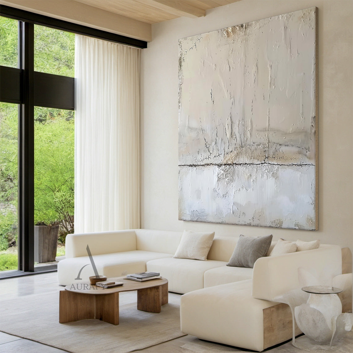 White Textured Minimalist Wall Art - AURA692