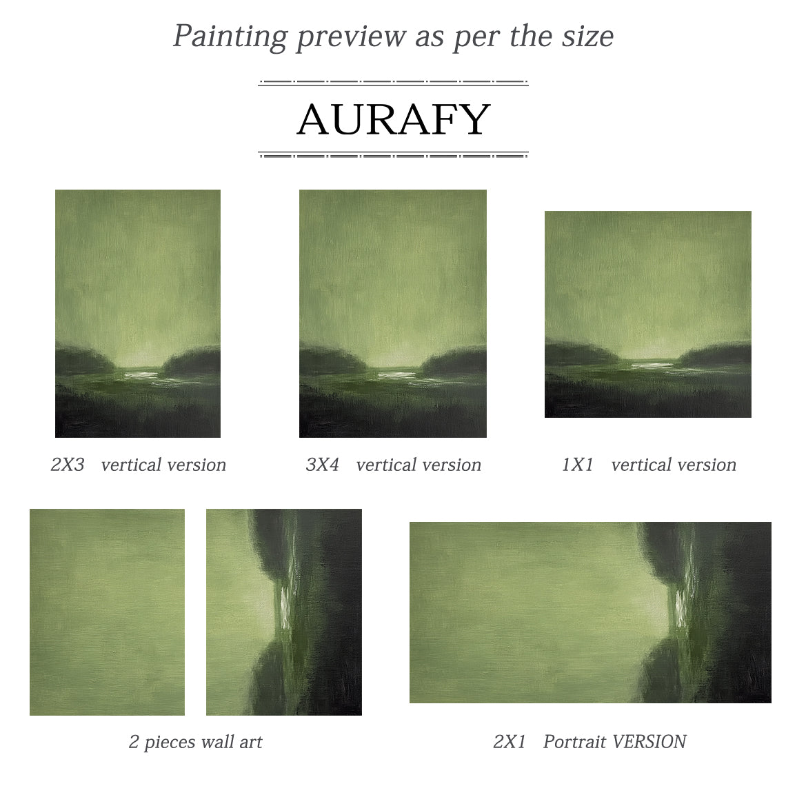 Stylish Unique Modern Abstract Green Wall Art for Interior Decor AURA390