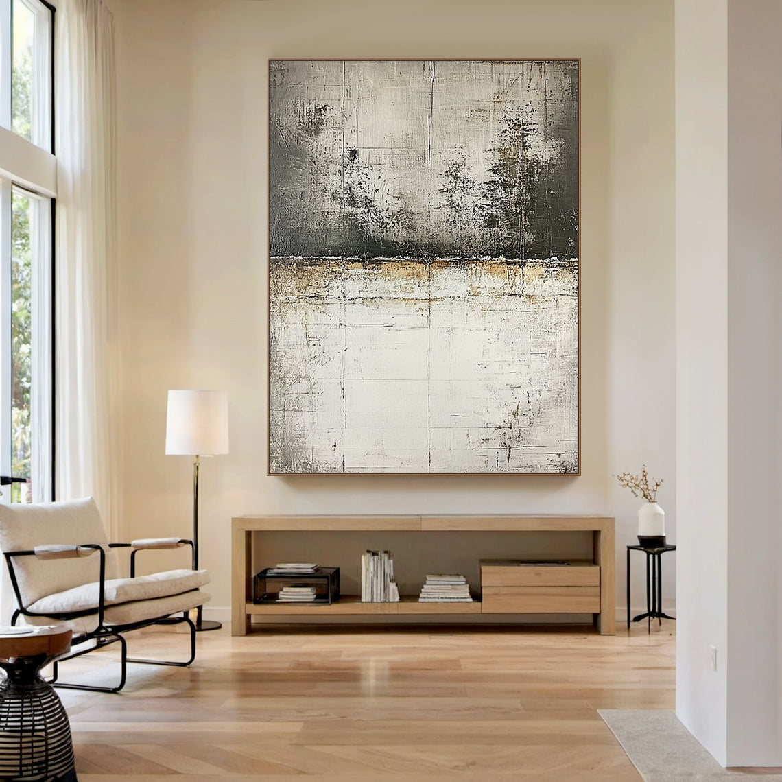 Wabi Sabi Abstract Wall Art Gray Black Layered Weathered Peeling Tactile Surface AURA588