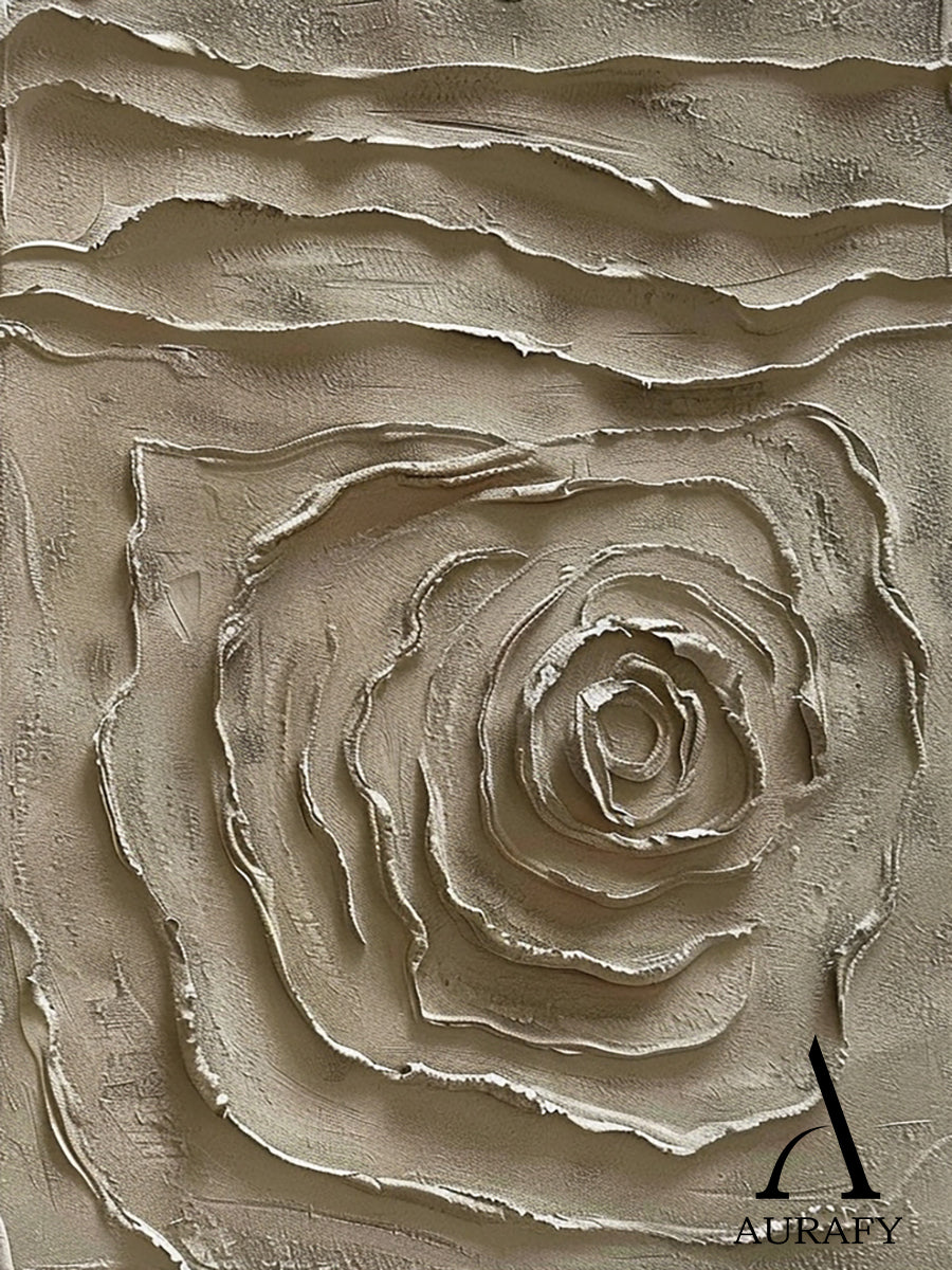 3D Textured Beige Painting High-Relief Tactile Impasto Sculpted Modern Organic Minimalist Luxe Artwork AURA537