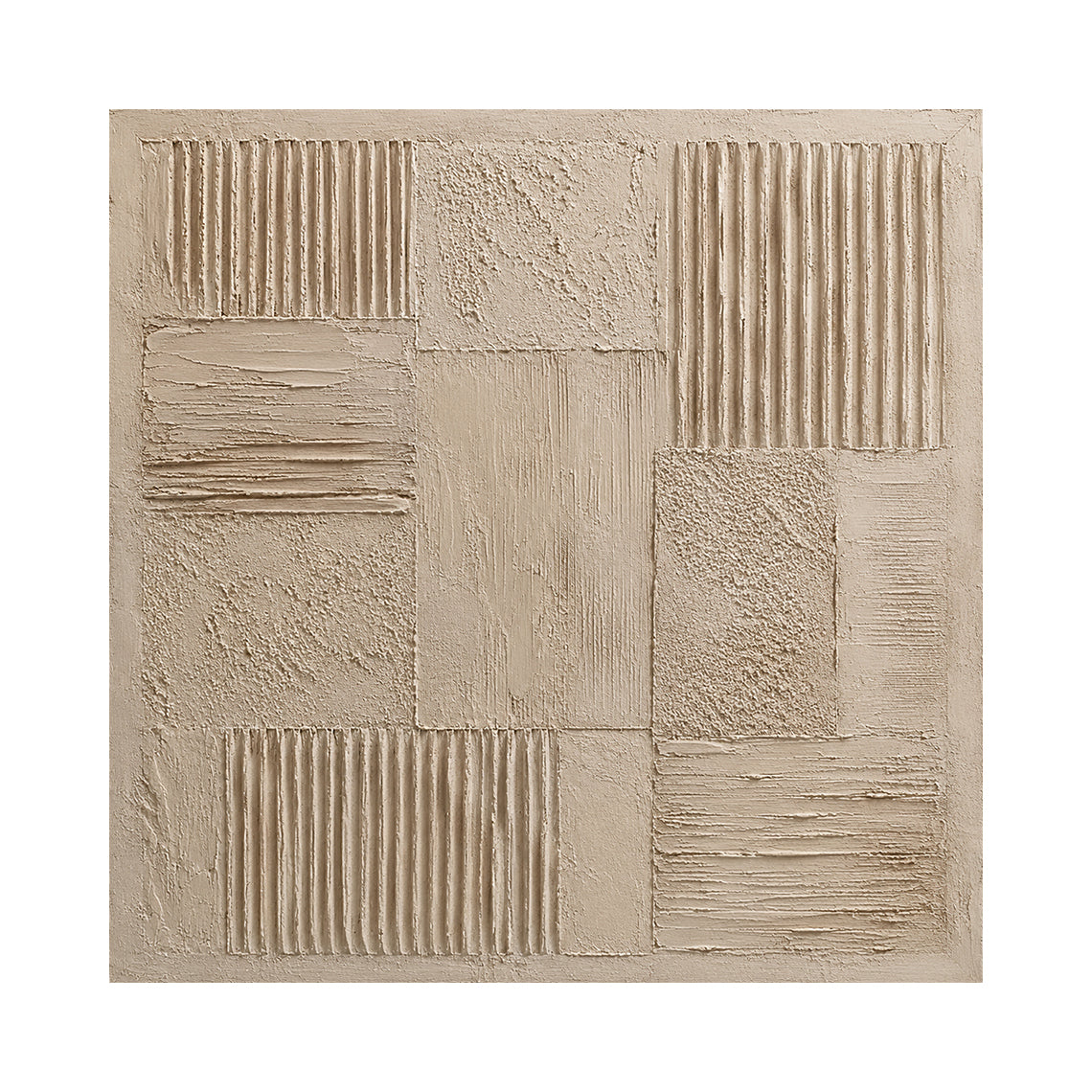 Sand Grid, Beige Brown Ribbed 3D Abstract Painting AURA860