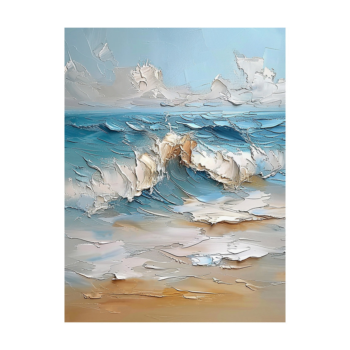 Blue Coastal Wave Beach Wall Art - AURA681