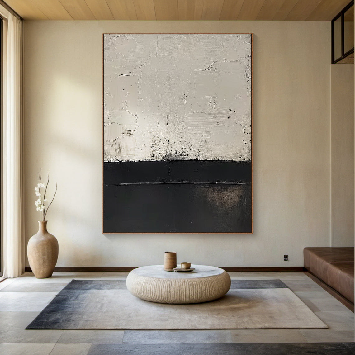 Silent Divide-Black & White Abstract Art-AURA125