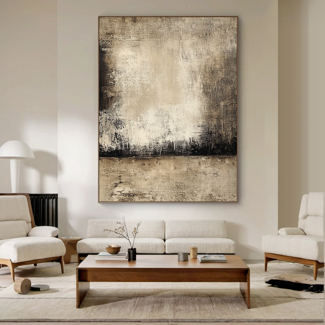 Wabi Sabi Beige Abstract Art with Handcrafted Scratch Textures Mottled Fade Layered Applications AURA584