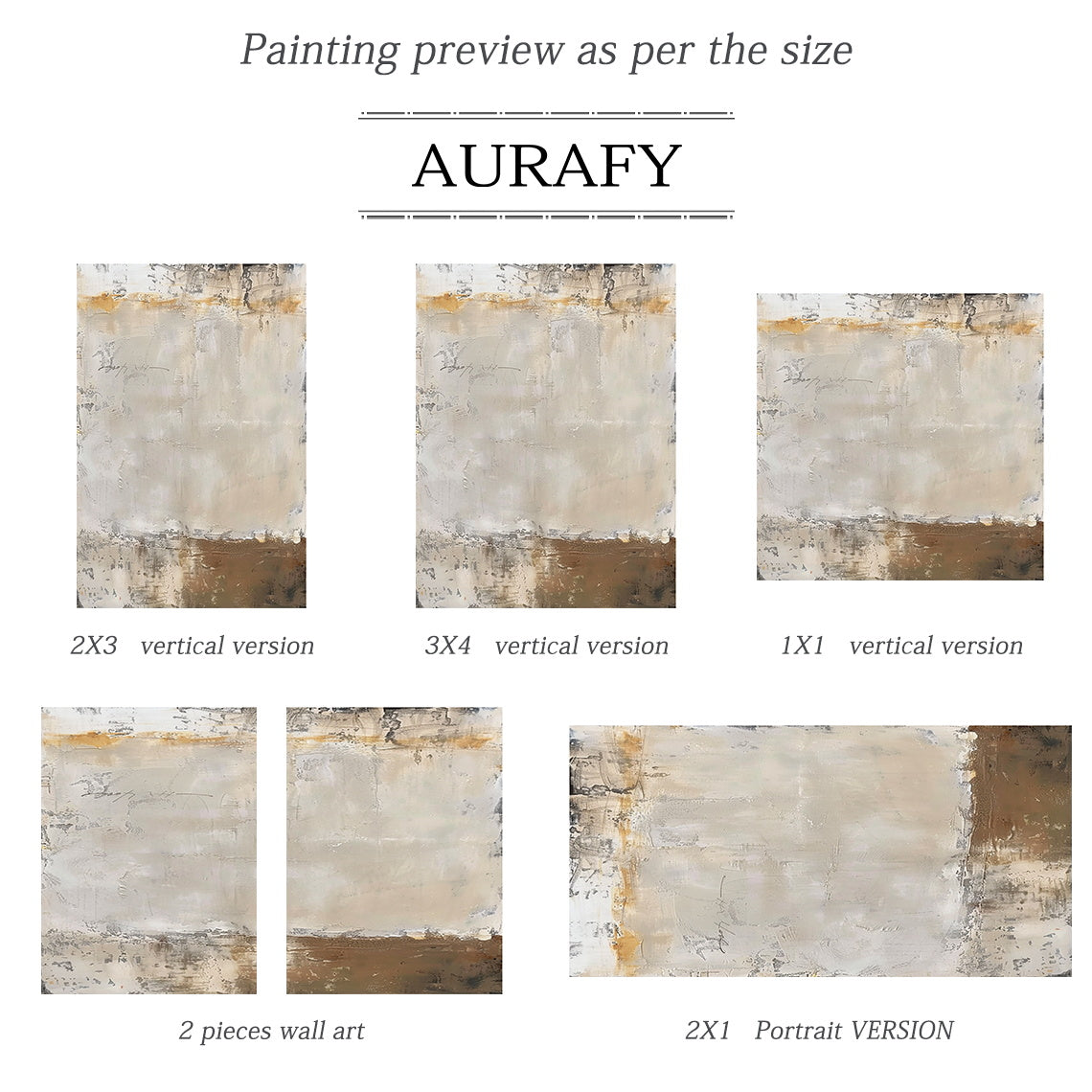 Pale Beige Abstract Painting with Weathered Ochre Traces - AURA844