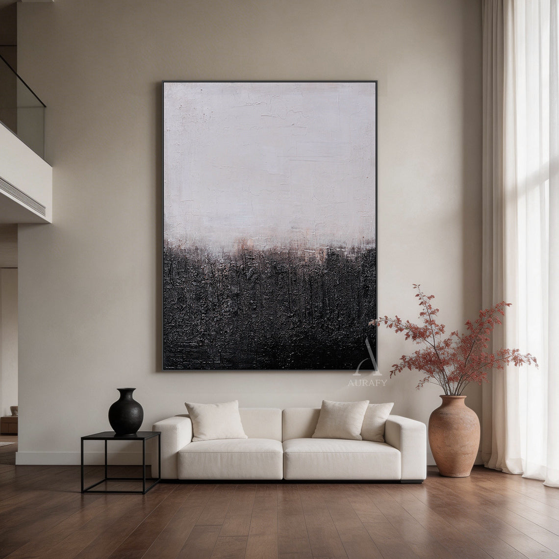 Black White Abstract Wall Art Modern Minimalist Living Room Decor AURA257