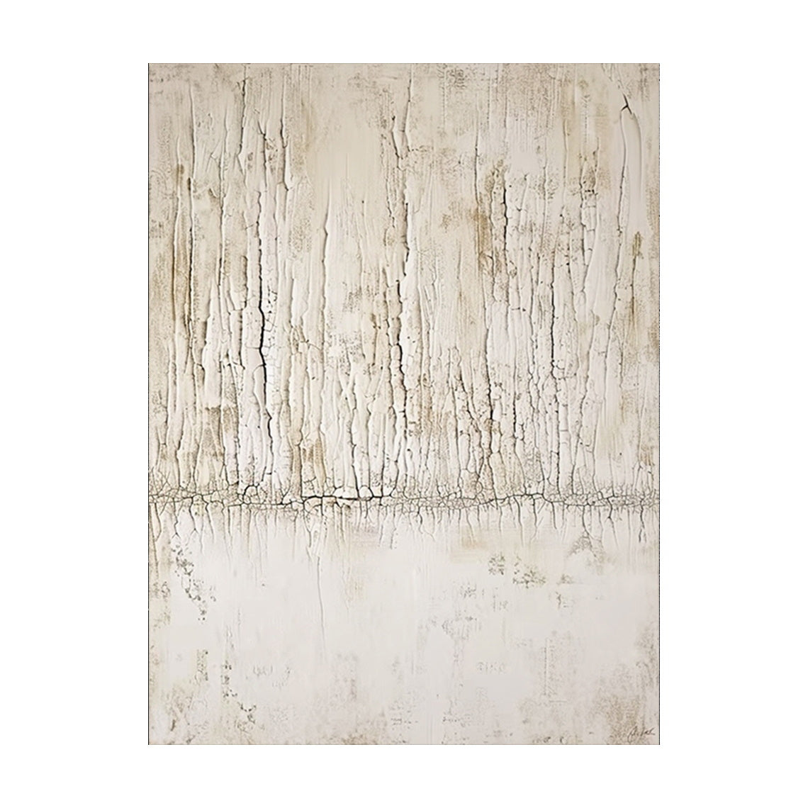 Beige Abstract Wabi-Sabi Wall Art Cracked Plaster Texture Tactile Surface Modern Organic AURA445