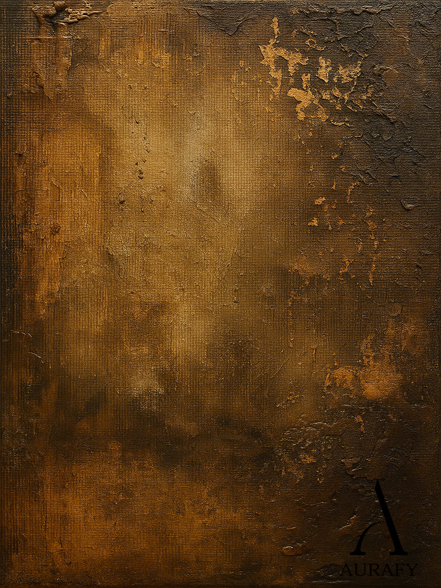 Wabi Sabi Brown Plaster Textured Weathered Canvas Art with Chipped Finish Tactile Surface AURA568