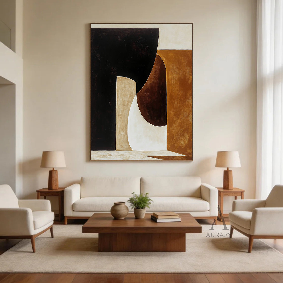 General Abstract Black Brown Living Room Wall Art Decor AURA278