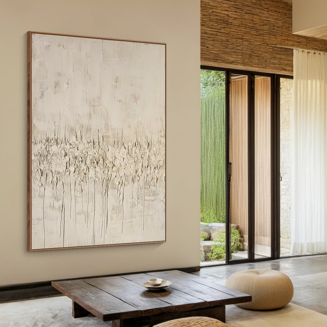 Beige Wabi Sabi Abstract Textured Wall Art for Living Room AURA205
