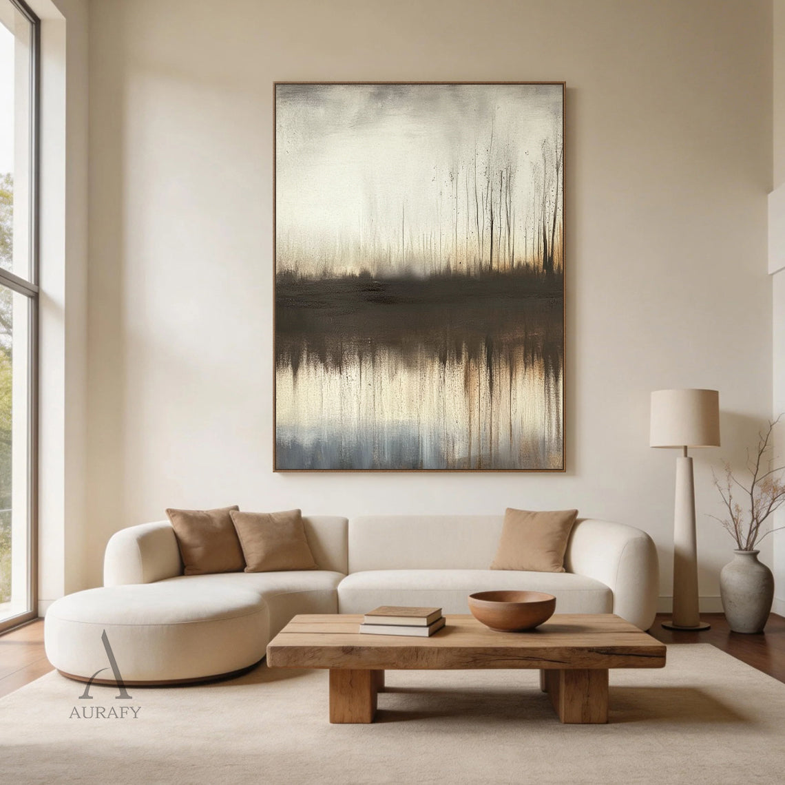 Wabi Sabi Beige Black Minimalist Home Decor Accent Piece AURA304