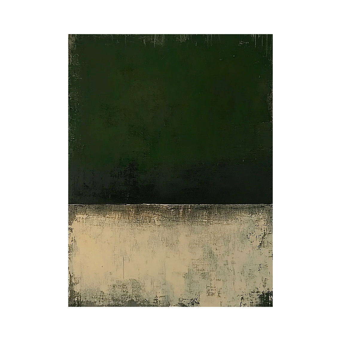 Dark Green Color Block Abstract Wall Art - AURA698