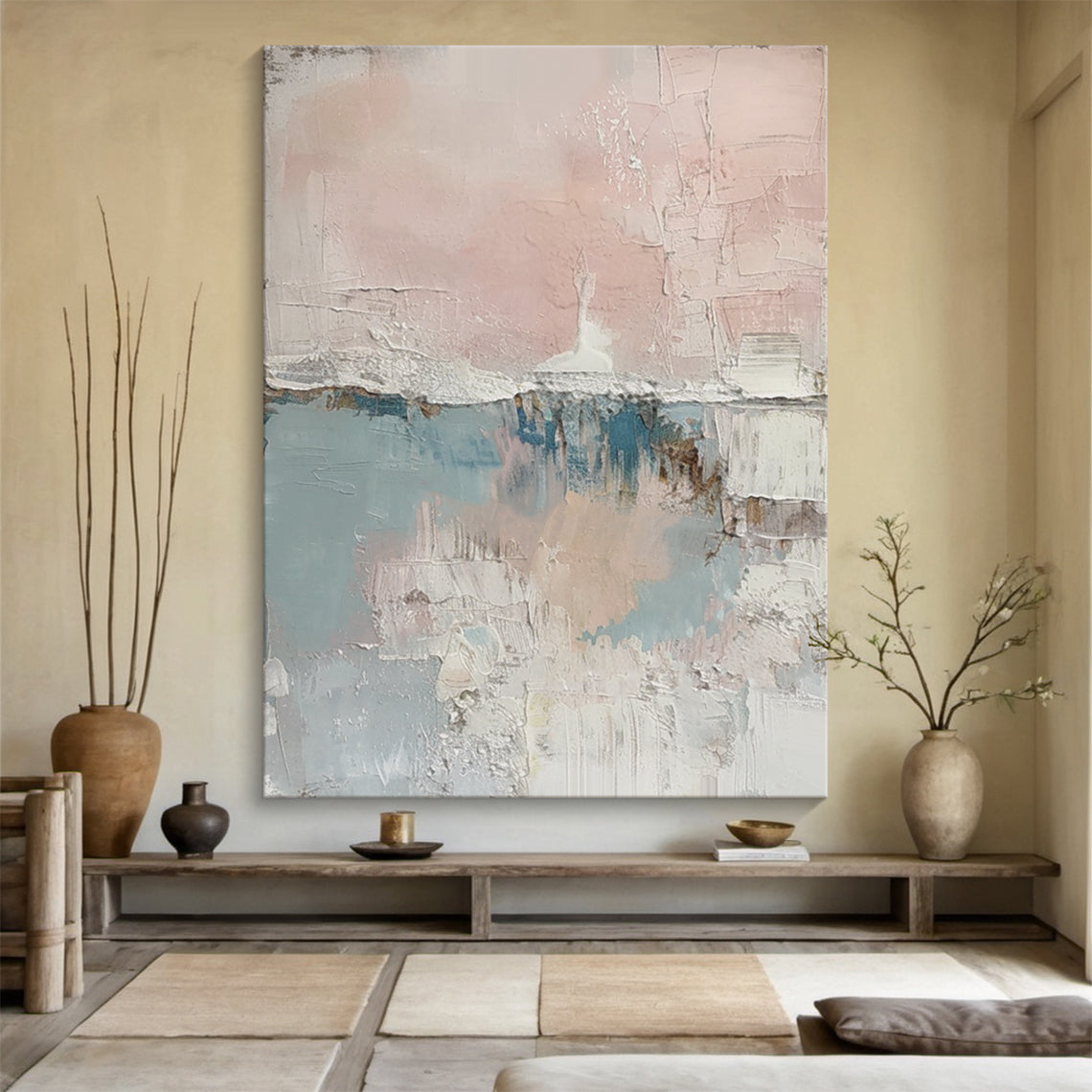 Soft Interval-Blue & Pink Abstract Field-AURA133