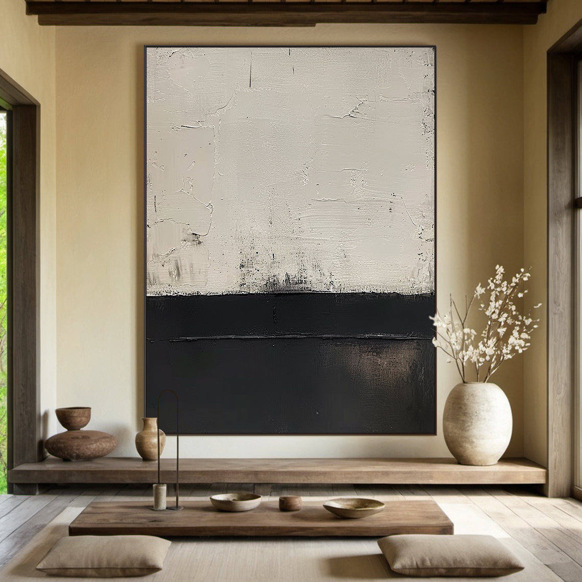 Silent Divide-Black & White Abstract Art-AURA125