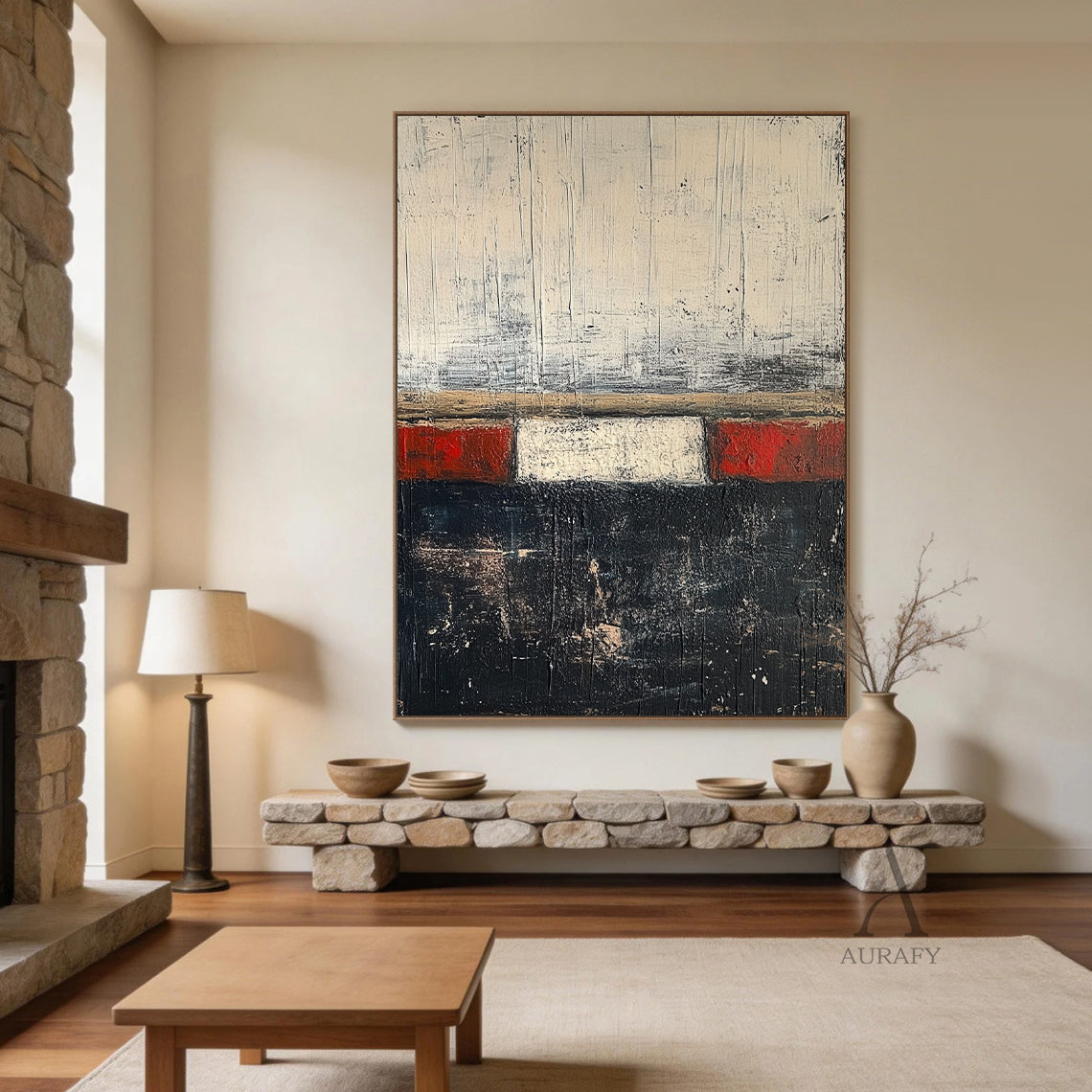 Abstract Black Beige Wall Art for Living Room Home Decor AURA273