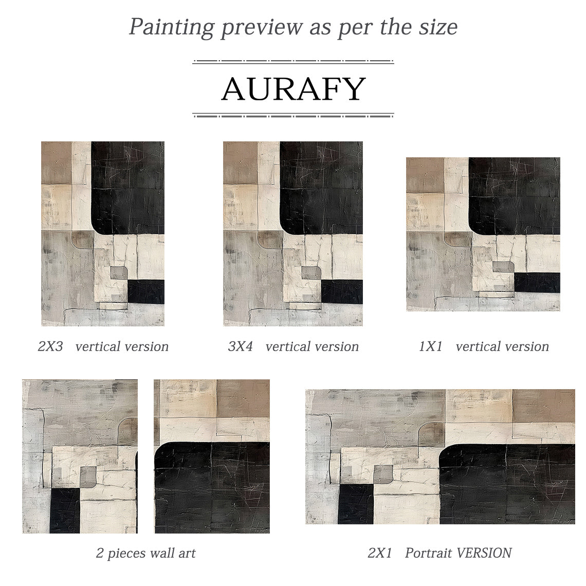 Wabi Sabi Abstract Art Tactile Scratch Textured Black Beige Gray Modern Organic Wall Decor AURA566