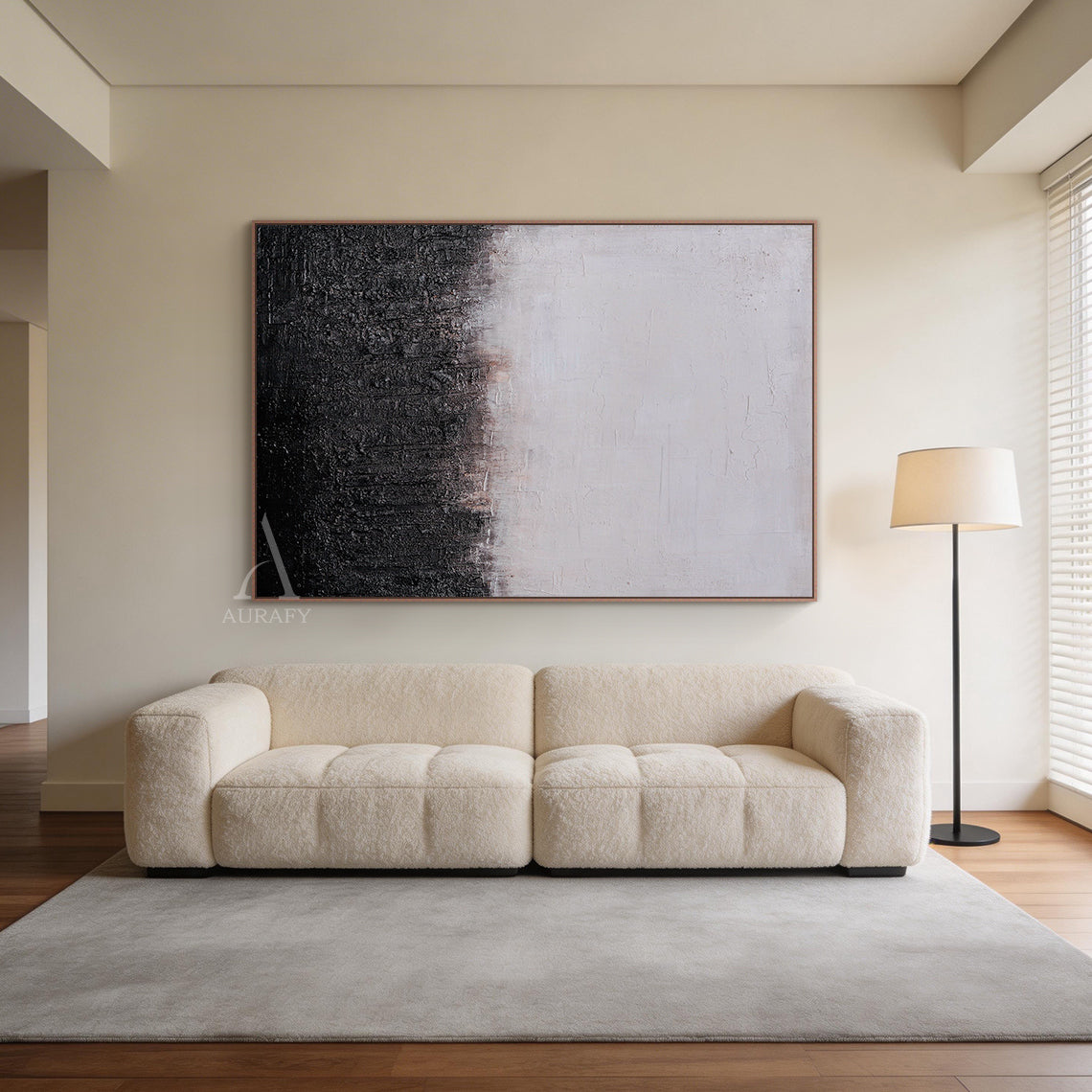 Black White Abstract Wall Art Modern Minimalist Living Room Decor AURA257